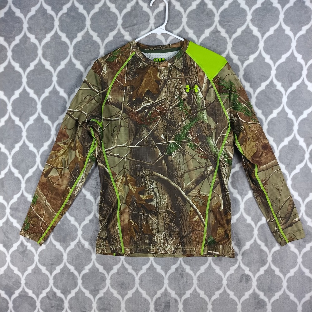 Under Armour Base Layer Men XL Camo Fitted Scent Control Realtree Hunting Shirt